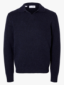 Selected Homme Rai Long Sleeve Knit Open Polo Sky Captain