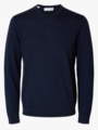 Selected Homme Tray Long Sleeve Knit Merino Crew Neck Navy Blazer