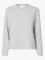 Selected Femme Essential Long Sleeve Boxy Tee Light Grey Melange